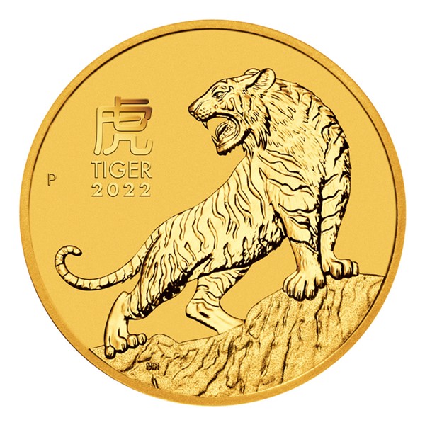 Zlatá investiční mince 1 Oz Rok Tygra 2022 reverse proof