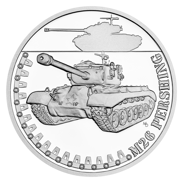 Stříbrná mince Obrněná technika - M26 Pershing proof