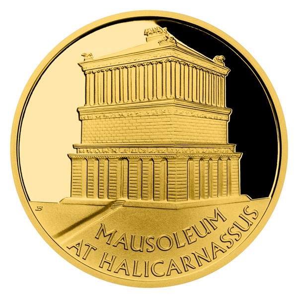 Zlatá mince Sedm divů starověkého světa - Mauzoleum v Halikarnassu proof