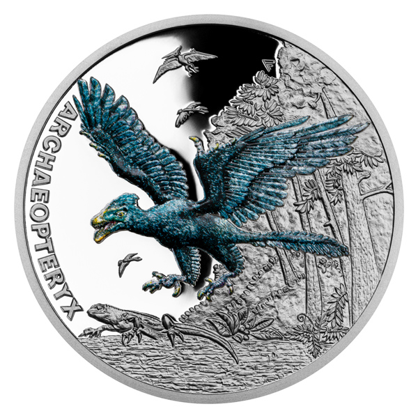Stříbrná mince Pravěký svět - Archaeopteryx proof
