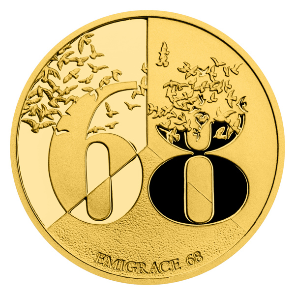 Zlatá mince Pražské jaro - Emigrace 68 proof