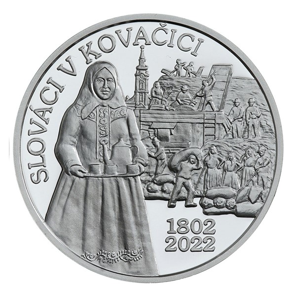 Stříbrná slov. mince 10 EUR 2022 - Osídlení Kovačic Slováky - 220. výročí proof