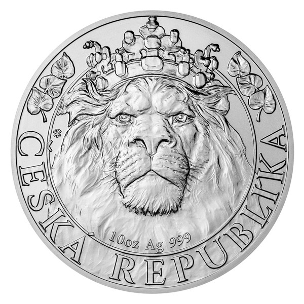 Stříbrná desetiuncová investiční mince Český lev 2022 stand