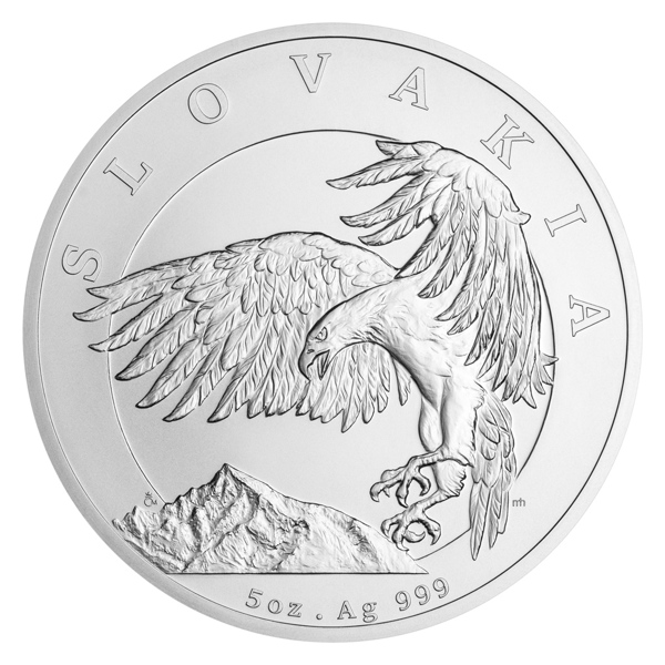 Stříbrná pětiuncová investiční mince Orel 2024 stand