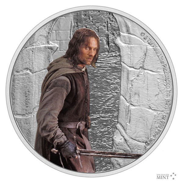 Stříbrná mince 1 Oz 2 NZD Pán prstenů 2021 Aragorn proof