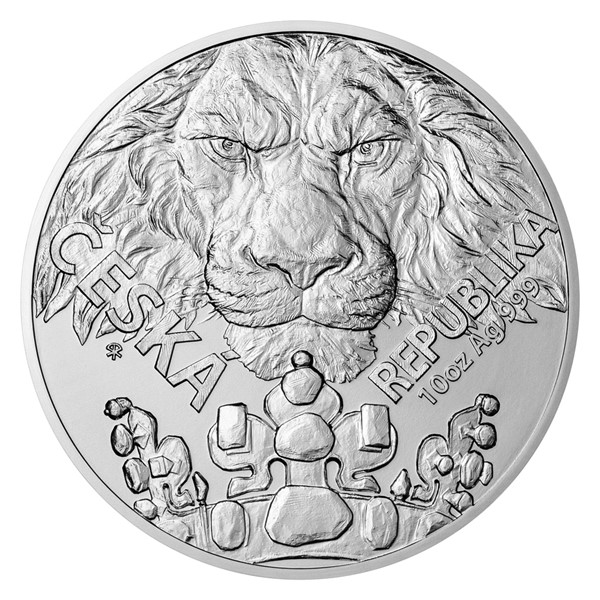Stříbrná desetiuncová investiční mince Český lev 2023 stand