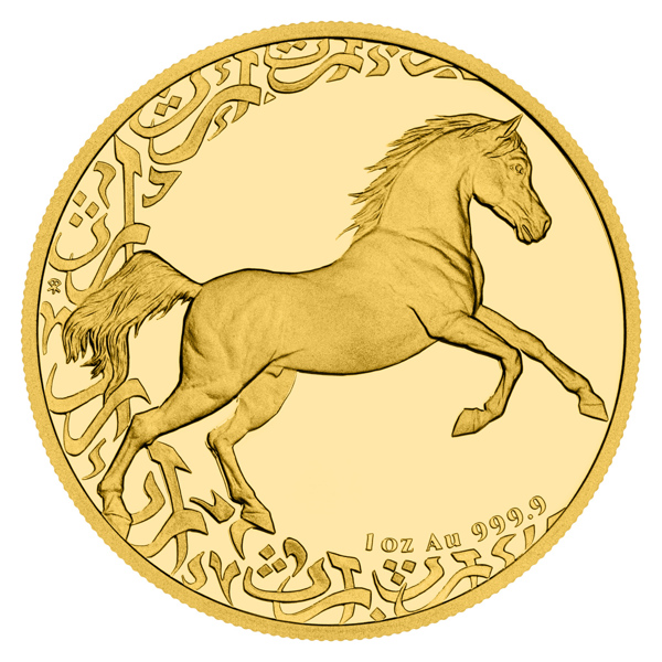 Zlatá uncová investiční mince Treasures of the Gulf - The Horse 2024 proof