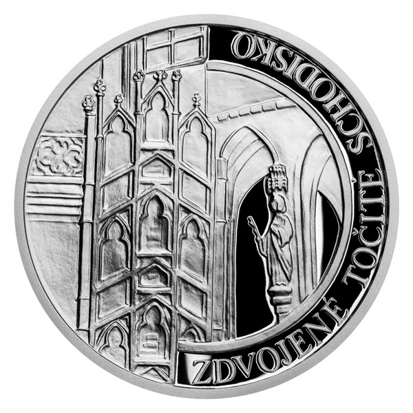 Stříbrná mince Katedrála sv. Alžběty – Zdvojené točité schodiště SK proof