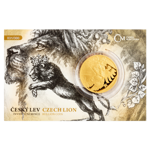 Zlatá uncová investiční mince Český lev 2024 proof číslovaný