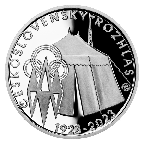 Stříbrná mince 200 Kč 2023 Zahájení pravidelného vysílání Československého rozhlasu proof
