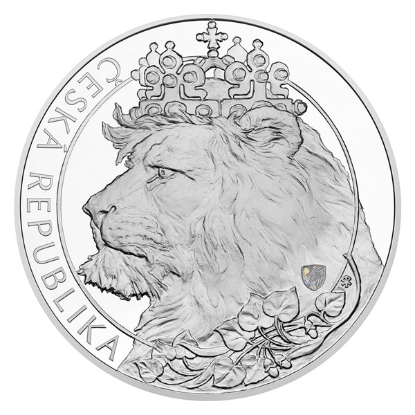 Stříbrná pětikilogramová investiční mince Český lev 2021 s hologramem proof