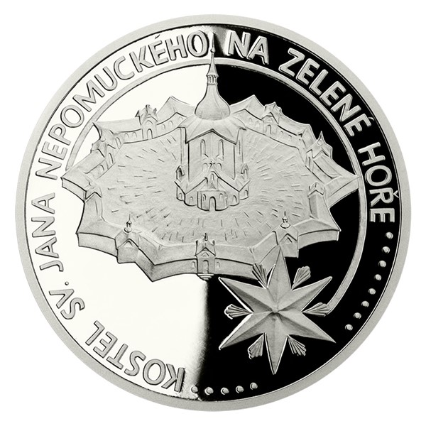 Platinová uncová mince UNESCO - Kostel sv. Jana Nepomuckého na Zelené hoře proof