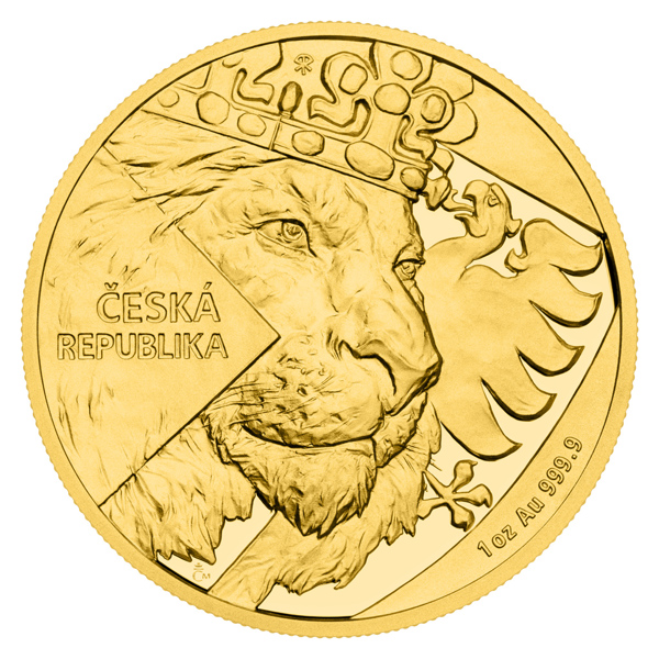 Zlatá uncová investiční mince Český lev 2024 vysoký reliéf proof