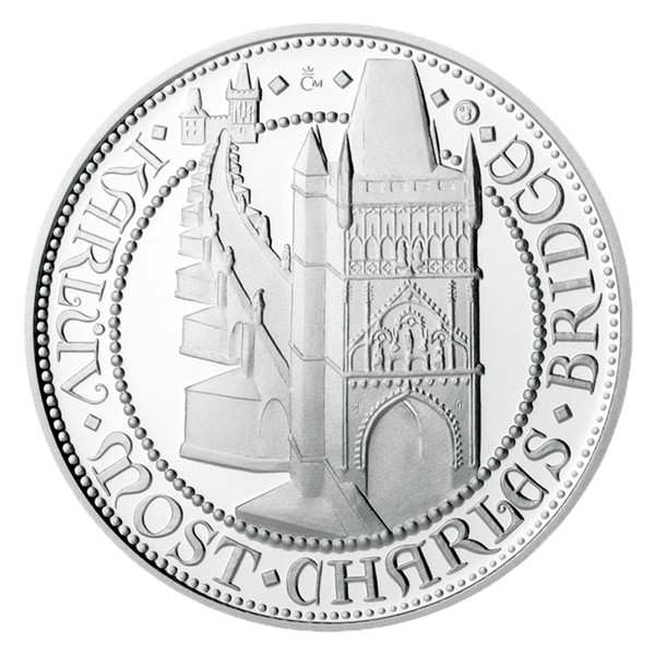 Stříbrná uncová medaile Doba Karla IV. - Karlův most proof