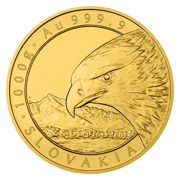 Zlatá kilogramová investiční mince Orel 2022 stand