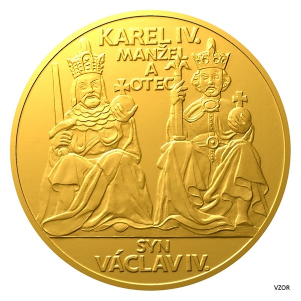 Zlatá pětikilogramová mince Karel IV. – Manžel a otec stand
