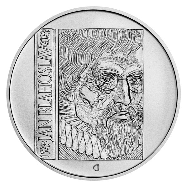 Stříbrná mince 200 Kč 2023 Jan Blahoslav stand