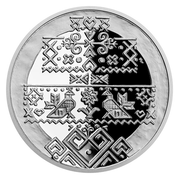 Stříbrná mince Dvojramenný kříž - Čičmany SK proof