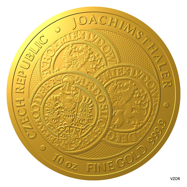 Zlatá desetiuncová investiční mince Tolar - Česká republika 2023 stand