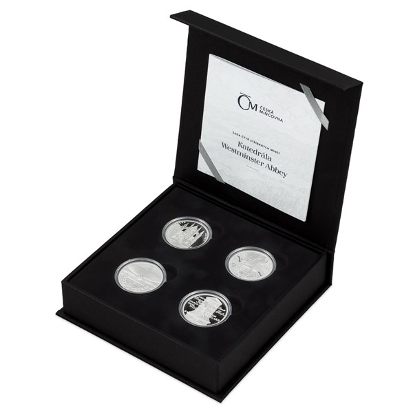 Sada čtyř stříbrných mincí Katedrála Westminster Abbey proof