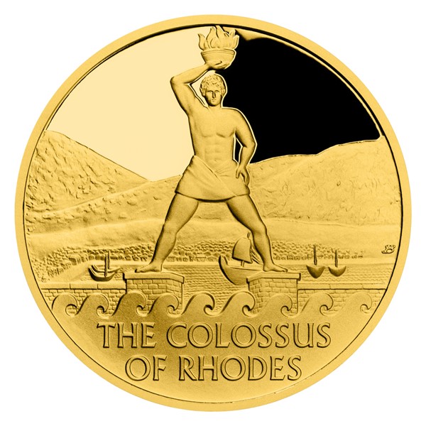 Zlatá mince Sedm divů starověkého světa - Rhodský kolos proof