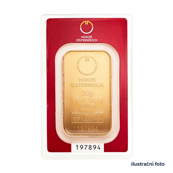 Investiční zlatá cihla 50 g - Münze Österreich