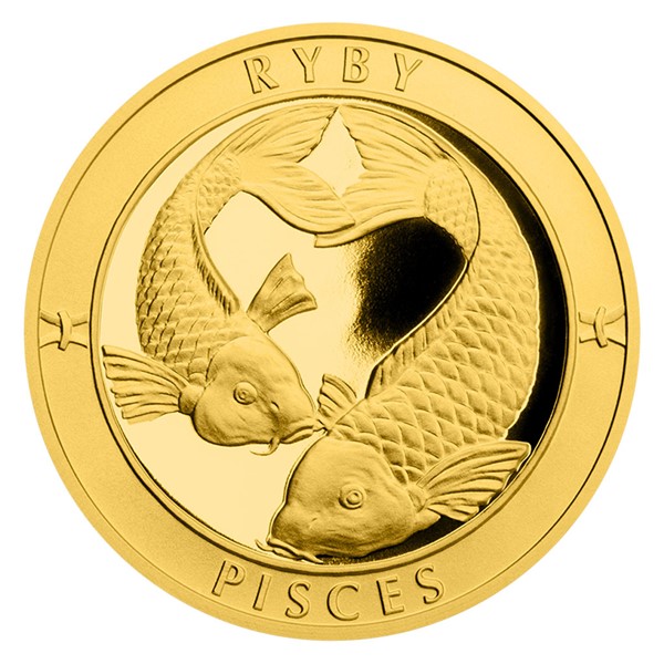Zlatý dukát Znamení zvěrokruhu s věnováním - Ryby proof