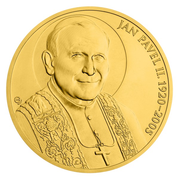 Zlatá investiční mince Papež Jan Pavel II. stand