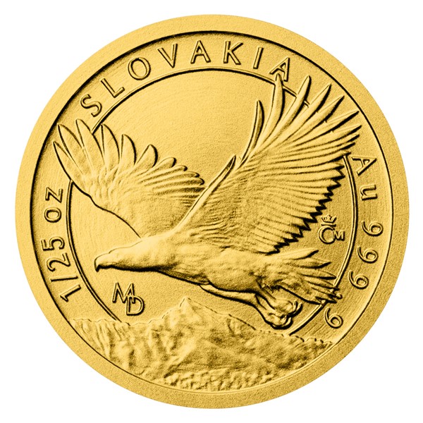Zlatá 1/25oz investiční mince Orel 2023 stand