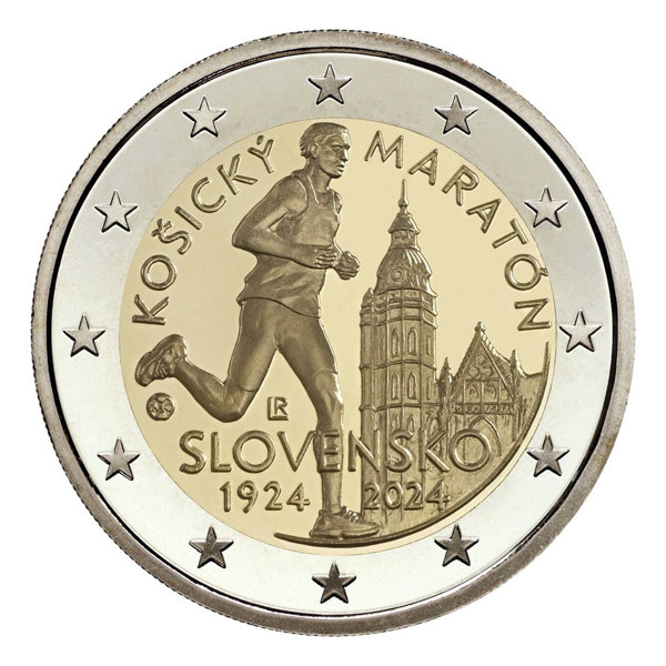 Slov. mince 2 EUR 2024 - 100 let maratonského běhu v Košicích stand