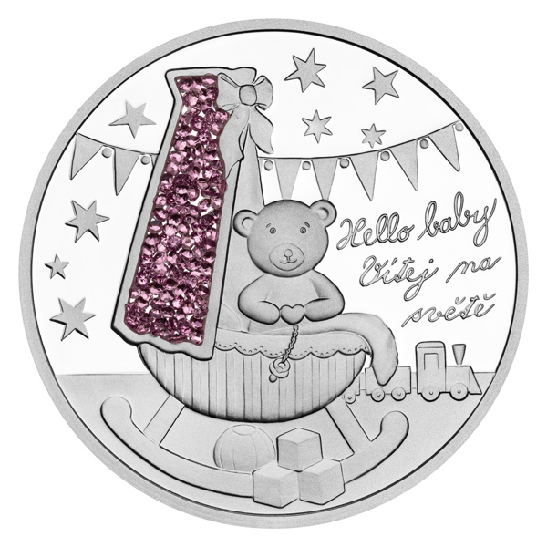 Stříbrná mince Crystal Coin - Vítej na světě 2024 proof