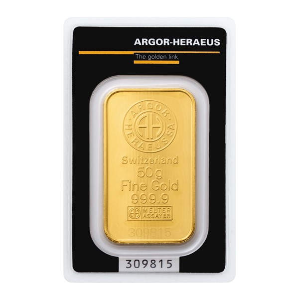 Argor Heraeus Investiční zlatá cihla 50 g - Argor Heraeus