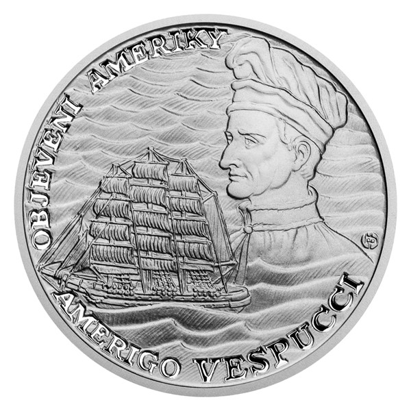 Stříbrná mince Objevení Ameriky - Amerigo Vespucci proof