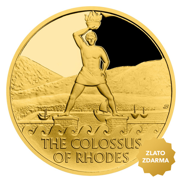 Zlatá mince Sedm divů starověkého světa - Rhodský kolos proof