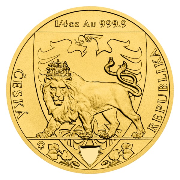 Zlatá 1/4oz investiční mince Český lev 2020 proof