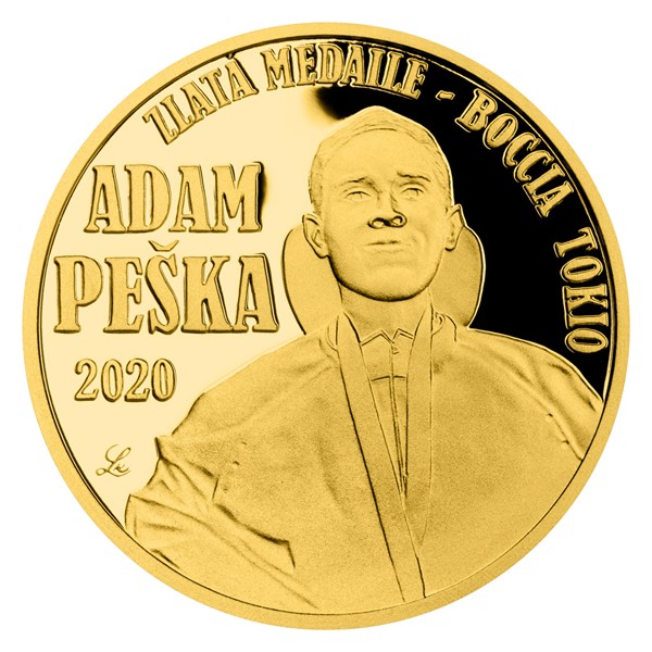 Zlatá čtvrtuncová mince Adam Peška proof