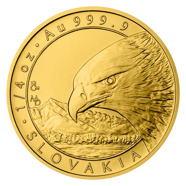 Zlatá 1/4oz investiční mince Orel 2022 stand