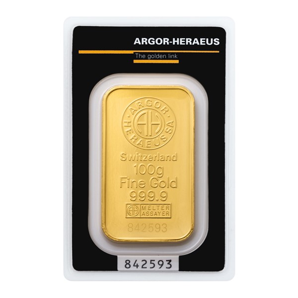 Argor Heraeus Investiční zlatá cihla 100 g - Argor Heraeus