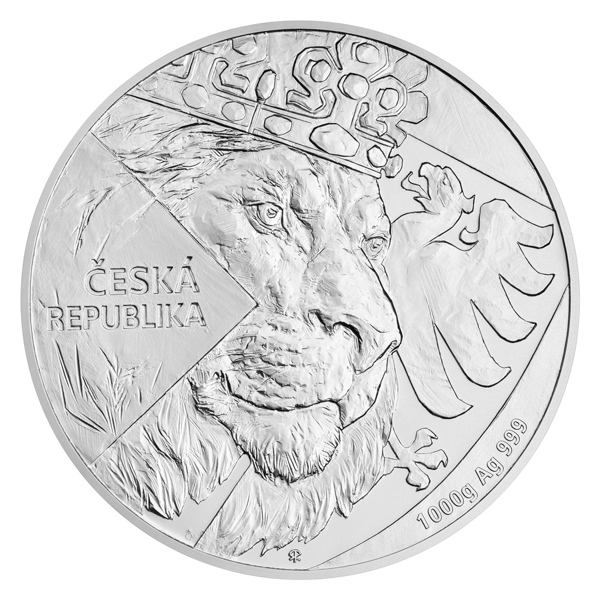 Stříbrná kilogramová investiční mince Český lev 2024 stand