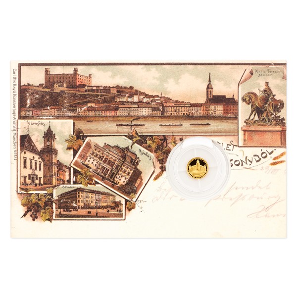 Zlatá mince Dobové pohlednice Bratislava - Bratislavský hrad SK proof