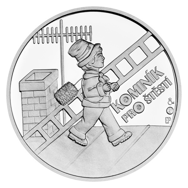 Stříbrná medaile Kominík pro štěstí s věnováním proof
