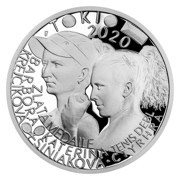 Stříbrná mince Barbora Krejčíková a Kateřina Siniaková proof
