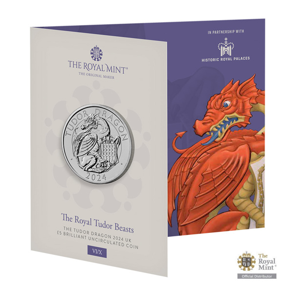 Pamětní mince Královská Tudorovská zvířata - Tudorský drak UK 2024 brilliant