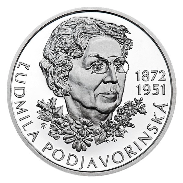 Stříbrná slov. mince 10 EUR 2022 - Ľudmila Podjavorinská - 150. výročí narození stand