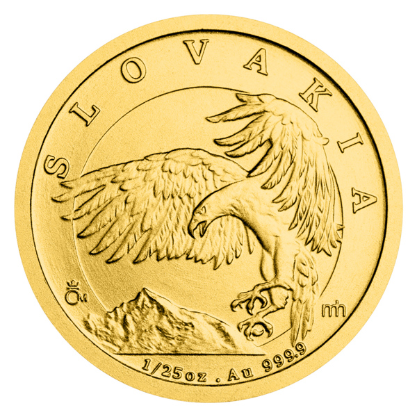 Zlatá 1/25oz investiční mince Orel 2024 stand