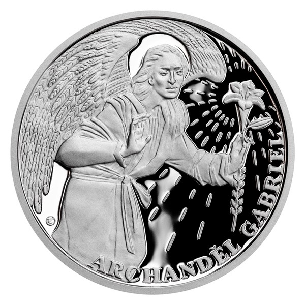Stříbrná dvouuncová mince Archanděl Gabriel proof
