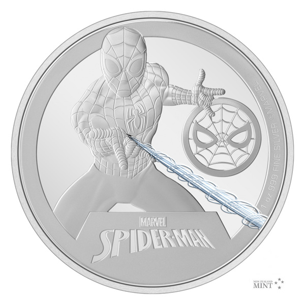 Stříbrná mince 1 Oz 2 NZD Spider-Man 2023 proof