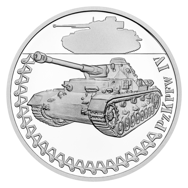 Stříbrná mince Obrněná technika - PzKpfw IV proof