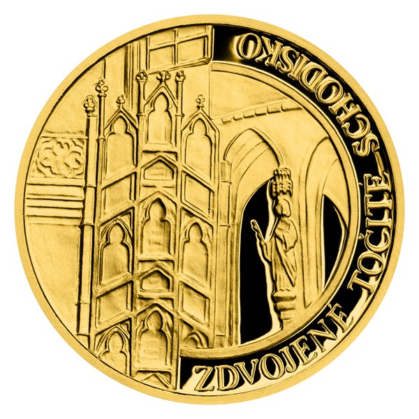 Zlatá mince Katedrála sv. Alžběty – Zdvojené točité schodiště SK proof