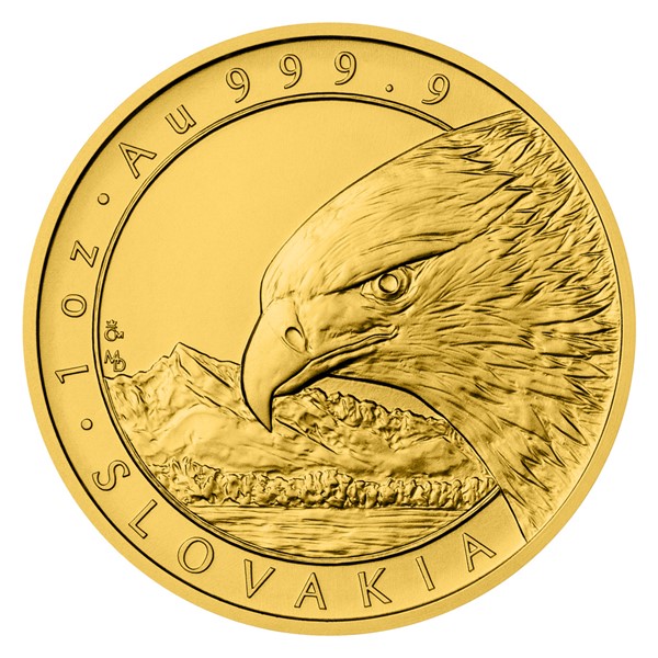 Zlatá uncová investiční mince Orel 2022 stand